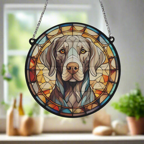Weimaraner Stained Glass Effect Suncatcher